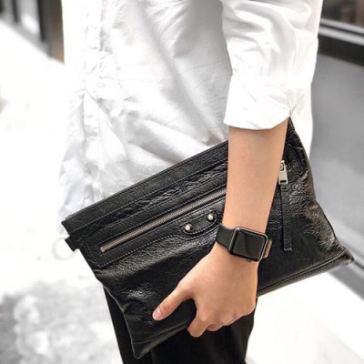 Balenciaga 2019 Leather Clutch Bag,37CM - 발렌시아가 2019 레더 남여공용 클러치백,BGB0079,37CM,블랙