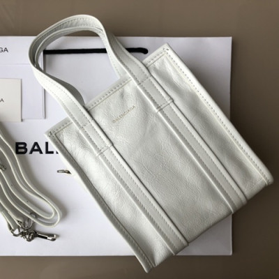 Balenciaga 2019 Bazar Leather Tote Shoulder Shopper Bag,20CM - 발렌시아가 2019 바자르 레더 남여공용 토트 숄더 쇼퍼백,BGB0095,20CM,화이트