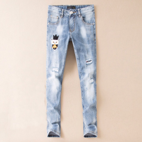 Fendi 2019 Mens Patch Logo Slim Fit Denim Pants - 펜디 남성 패치로고 슬림핏 데님 팬츠 Fen0203x.Size(28 - 38).블루