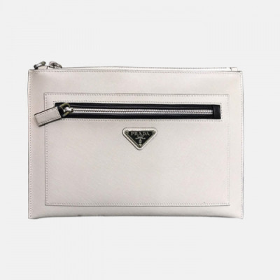 Prada 2019 Saffiano Mens Clutch Bag ,28CM - 프라다 2019 사피아노 남성용 클러치백 2NH009-2,28CM,화이트