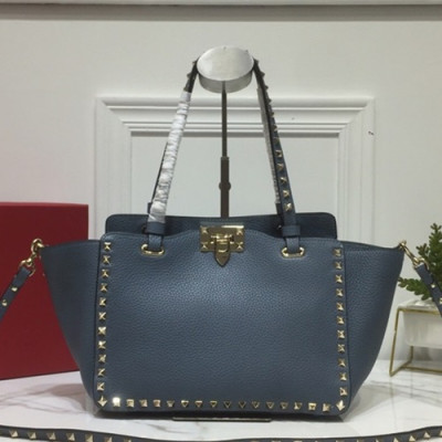 Valentino 2019 Leather Tote Shoulder Shopper Bag,26/33CM - 발렌티노 2019 레더 토트 숄더 쇼퍼백,VTB0470,26/33CM,블루