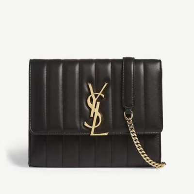 Saint Laurent 2019 Vicky Chain Wallet Shoulder Bag,20.5cm - 입생로랑 2019 비키 체인 월릿 숄더백 554125 , SLB0317,20.5cm,블랙