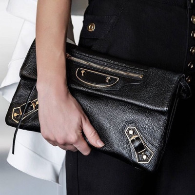 Balenciaga 2019 Leather Clutch Bag,30CM - 발렌시아가 2019 레더 여성용 클러치백, BGB0194, 30cm,블랙