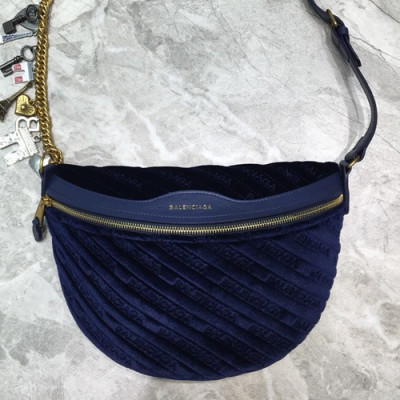 Balenciaga 2019 Velvet Belt Bag ,27CM - 발렌시아가 2019 남여공용 벨벳 벨트백,BGB0197,27CM,네이비