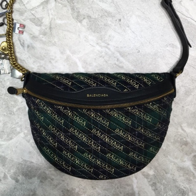 Balenciaga 2019 Velvet Belt Bag ,27CM - 발렌시아가 2019 남여공용 벨벳 벨트백,BGB0238,27CM,블랙체크