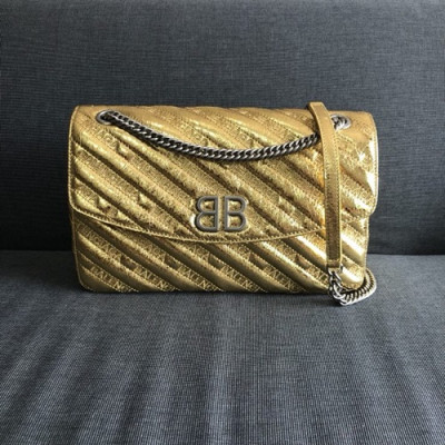 [매장판]Balenciaga 2019 Lock Round Leather Chain Shoulder Bag,27CM - 발렌시아가 2019 락 라운드 레더 체인 숄더백,BGB0255,27CM,골드