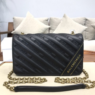 Balenciaga 2019 Leather Chain Shoulder Bag,22CM - 발렌시아가 2019 레더 체인 숄더백,BGB0256,22CM,블랙