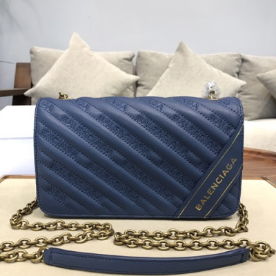 Balenciaga 2019 Leather Chain Shoulder Bag,22CM - 발렌시아가 2019 레더 체인 숄더백,BGB0257,22CM,블루