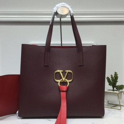 Valentino 2019 V-ring Tote Shopper Bag,39CM - 발렌티노 2019 브이링 여성용 토트 쇼퍼백 ,0090 - VTB0471,39CM,와인