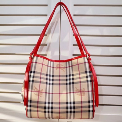 Burberry 2019 Tote Shoulder Shopper Bag, 26cm - 버버리 2019 토트 숄더 쇼퍼백,BURB0085,26cm,레드+베이지