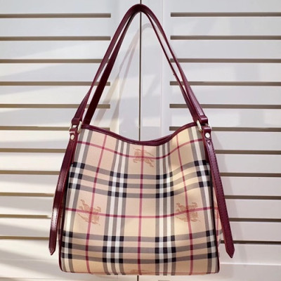 Burberry 2019 Tote Shoulder Shopper Bag, 26cm - 버버리 2019 토트 숄더 쇼퍼백,BURB0086,26cm,와인+베이지