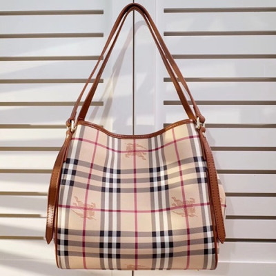 [데일리백으로 강추]Burberry 2019 Tote Shoulder Shopper Bag, 26cm - 버버리 2019 토트 숄더 쇼퍼백,BURB0087,26cm,브라운+베이지