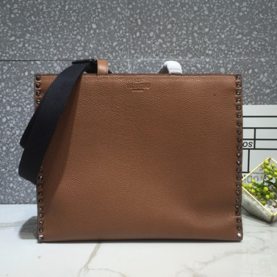 Valentino 2019 Leather Tote Shoudler Shopper Bag,40CM - 발렌티노 2019 레더 토트 숄더 쇼퍼백,VTB0495,40CM,브라운