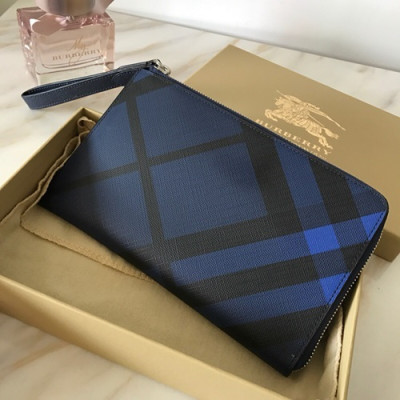 Burberry 2019 Leather Clutch Bag, 21.5cm - 버버리 2019 레더 남성용 클러치백 ,BURB0106,21.5cm,블루