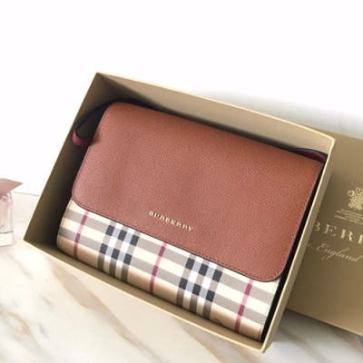 Burberry 2019 House Check Clutch Shoulder Cross Bag, 22cm - 버버리 2019 하우스 체크 여성용 클러치 숄더 크로스백 ,BURB0174,22cm,브라운