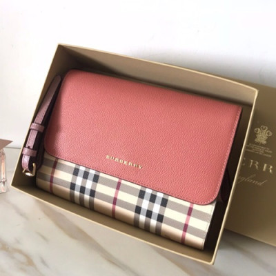 Burberry 2019 House Check Clutch Shoulder Cross Bag, 22cm - 버버리 2019 하우스 체크 여성용 클러치 숄더 크로스백 ,BURB0175,22cm,핑크