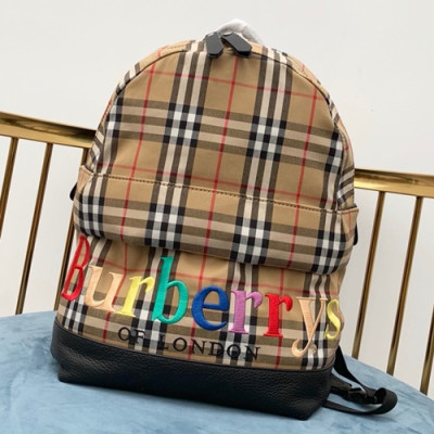 Burberry 2019 Canvas & Leather Back Pack , 40cm - 버버리 2019 캔버스&레더 여성용 백팩 ,BURB0192,40cm,블랙+베이지