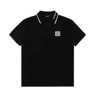 Givenchy 2024 Mens Logo Polo Cotton Short Sleeved Tshirt - 지방시 남성 로고 폴로 코튼 반팔티 Giv0138x.Size(xs - l).블랙