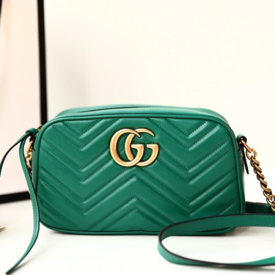 Gucci Marmont Matlase Leather Camera Shoulder Bag,24CM - 구찌 마몬트 마틀라세 레더 카메라 숄더백 447632,GUB0550,24cm,그린