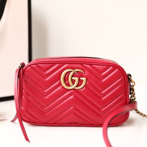 Gucci Marmont Matlase Leather Camera Shoulder Bag,24CM - 구찌 마몬트 마틀라세 레더 카메라 숄더백 447632,GUB0552,24cm,레드
