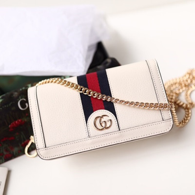 Gucci Ophidia Woc Leather Chain Shoulder Bag,18CM - 구찌 오피디아 WOC 레더 체인 숄더백 523158,GUB0556,18cm,화이트