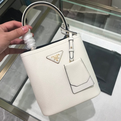 Prada 2019 Double Small Saffiano Tote Shoulder Bag,18cm - 프라다 2019 여성용 두블레 스몰 사피아노 토트 숄더백 ,1BA217-3,18cm,화이트