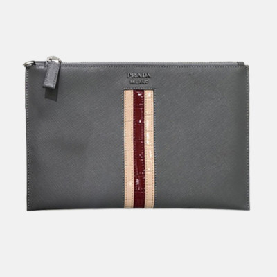 Prada 2019 Mens Clutch Bag,28CM - 프라다  2019 남성용 클러치백 2NG005-41,28CM,그레이