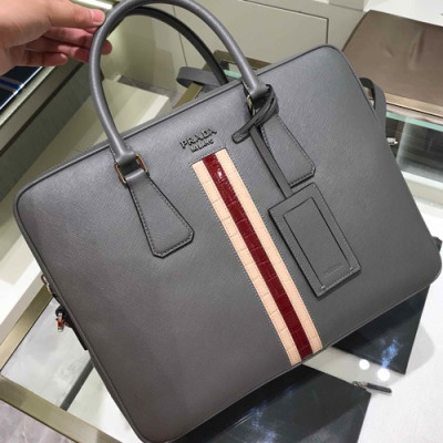 [매장판]Prada 2019 Saffiano Mens Business Bag,36CM - 프라다 2019 사피아노  남성용 서류가방 2VE368-38 ,36CM,그레이