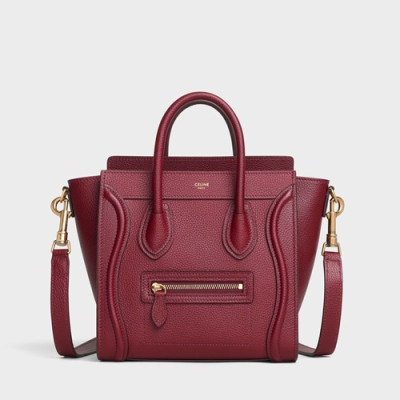 Celine Nano Luggage Leather Tote Shoulder Bag,20CM - 셀린느 나노 러기지 레더 토트 숄더백 ,189243-12,20CM,와인