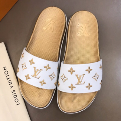 Louis Vuitton 2019 Mm/Wm Initial Logo Leather Slipper - 루이비통 남자 이니셜 로고 레더 슬리퍼 Lou01031x.Size(225 - 275).골드