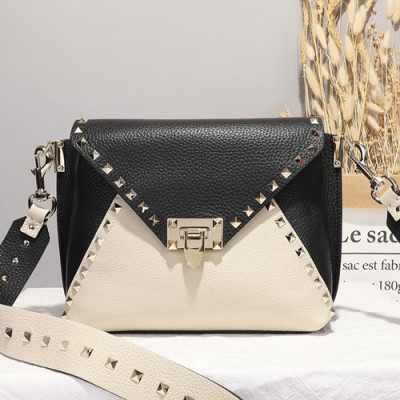 Valentino 2019 Leather Shoudler Bag,25CM - 발렌티노 2019 여성용 레더 숄더백 ,VTB0497,25CM,화이트+블랙