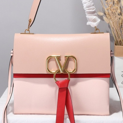 Valentino 2019 V-ring Large Leather Shoudler Bag,28.5CM - 발렌티노 2019 브이링 라지 여성용 레더 숄더백 ,VTB0513,28.5CM,핑크