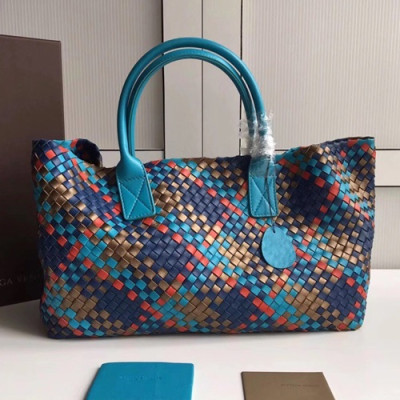 Bottega Veneta Leather Women Tote Shopper Bag,40cm - 보테가 베네타 레더 여성용 토트 쇼퍼백 5211,BVB0220,40cm,블루