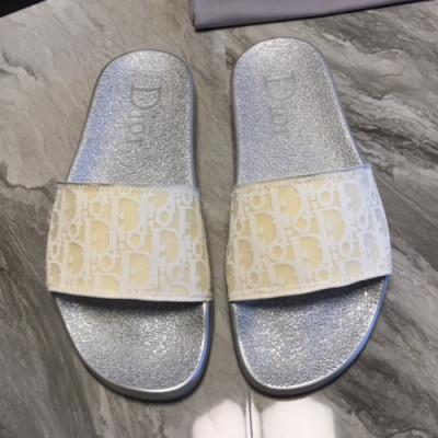 [파격특가]Dior 2019 Mens Initial Logo Leather Slipper - 디올 남성 이니셜 로고 레더 슬리퍼 Dio0252x.Size(240 - 270).아이보리