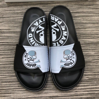 Mastermind 2019 Mens Skull Logo Leather Slipper - 마스터마인드 남성 스컬 로고 레더 슬리퍼 Mas0016x.Size(240 - 275).블랙