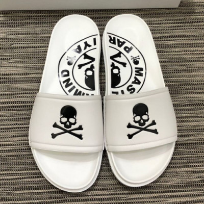 Mastermind 2019 Mens Skull Logo Leather Slipper - 마스터마인드 남성 스컬 로고 레더 슬리퍼 Mas0018x.Size(240 - 275).화이트