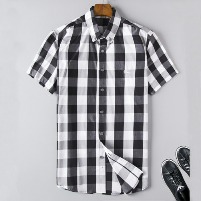 [클래식]Burberry 2019 Mens London Check Cotton Short Sleeved Tshirt - 버버리 남성 런던 체크 코튼 반팔티셔츠 Bur0761x.Size(s - 3xl).블랙