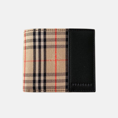 Burberry 2019 Check Leather Wallet - 버버리 체크 레더 남성용 반지갑 BURW0001.Size(10CM).블랙