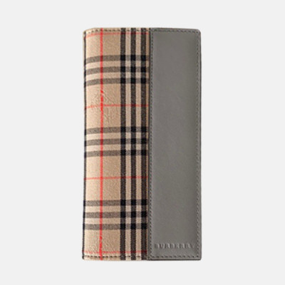 Burberry 2019 Check Leather Wallet - 버버리 체크 레더 남성용 장지갑 BURW0003.Size(19CM).그레이