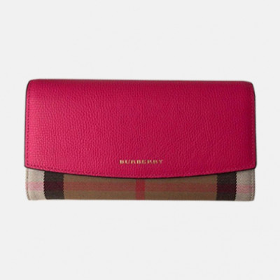 Burberry 2019 Banner Leather Wallet - 버버리 배너 레더 장지갑 BURW0009.Size(19CM).핫핑크