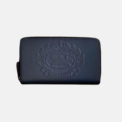 Burberry 2019 Leather Zip Round Wallet - 버버리 남여공용 레더 지퍼 라운드 장지갑 BURW0041.Size(20CM).네이비