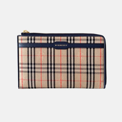 Burberry 2019 Leather Zip Round Wallet - 버버리 남여공용 레더 지퍼 라운드 장지갑 BURW0052.Size(21.5CM).네이비