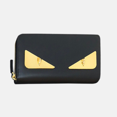 Fendi 2019 Leather Zip Round Wallet - 펜디 남여공용 레더 지퍼 라운드 장지갑 FENW0049.Size(19cm).블랙