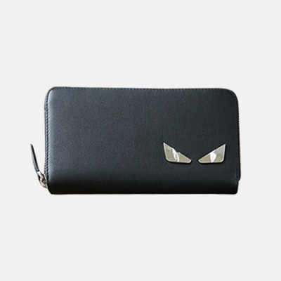 Fendi 2019 Leather Zip Round Wallet - 펜디 남여공용 레더 지퍼 라운드 장지갑 FENW0060.Size(19cm).블랙