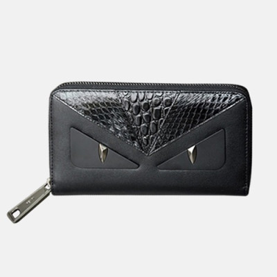 Fendi 2019 Leather Zip Round Wallet - 펜디 남여공용 레더 지퍼 라운드 장지갑 FENW0076.Size(19cm).블랙