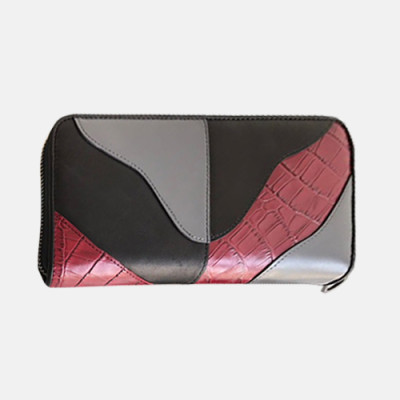 [매장판]Bottega Veneta 2019 Zip Round Wallet - 보테가베네타 남여공용 지퍼 라운드 장지갑 344679-BVW0096,19cm.블랙+그레이(레드)