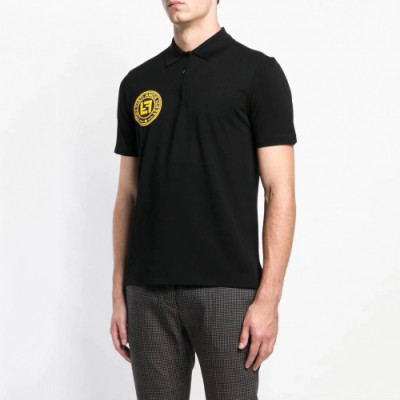 Fendi 2019 Mens Logo Polo Cotton Short Sleeved Tshirt - 펜디 남성 로고 폴로 코튼 반팔티 Fen0268x.Size(m - 2xl).블랙