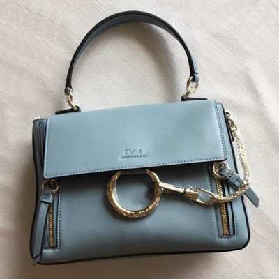 Chole 2019 Faye Leather Tote Shoulder Bag, 28cm -  끌로에 2019 페이 레더 토트 숄더백,CLB0077,28cm,블루그레이