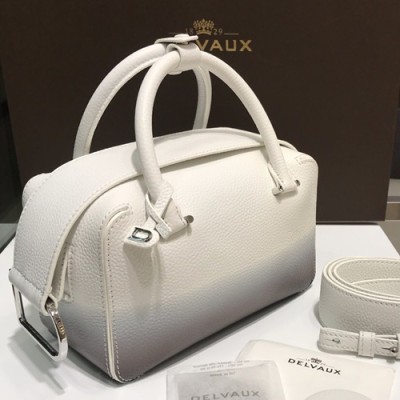 Delvaux 2019 Cool Box Leather Tote Shoulder Bag,22CM - 델보 2019 쿨 박스 레더 토트 숄더백,DVB0032.22CM,화이트