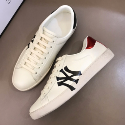 Gucci 2019 Mens Yankees Logo Leather Sneakers - 구찌 남성 양키스 로고 레더 스니커즈 Guc01160x.Size(240 - 275).화이트